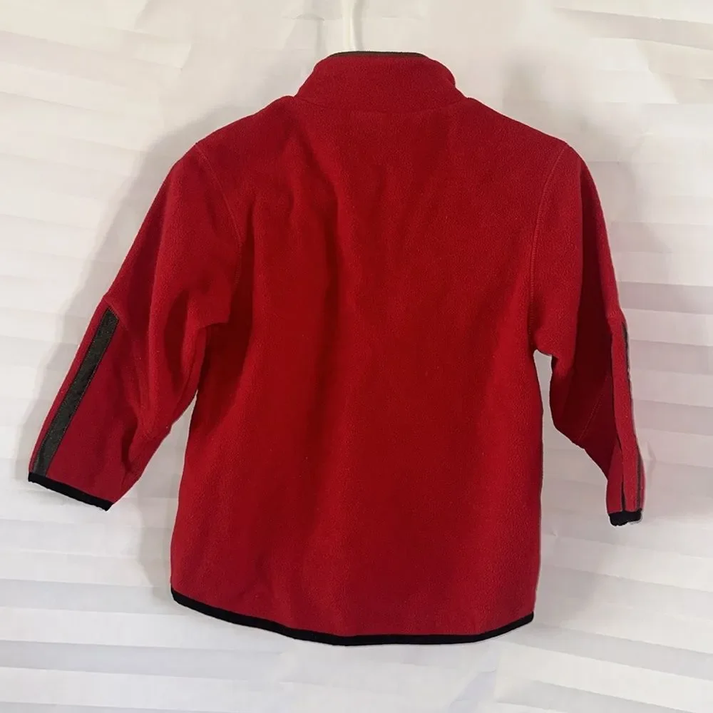 Old Navy Boy's Small Red Black Fleece Henley Pullover Sweatshirt